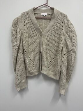 DRIFTWOOD Beige Open-Knit Button-Front Cardigan Size Large